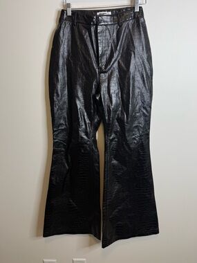 Mistress rocks faux croc Black Boot-Cut Pants size large